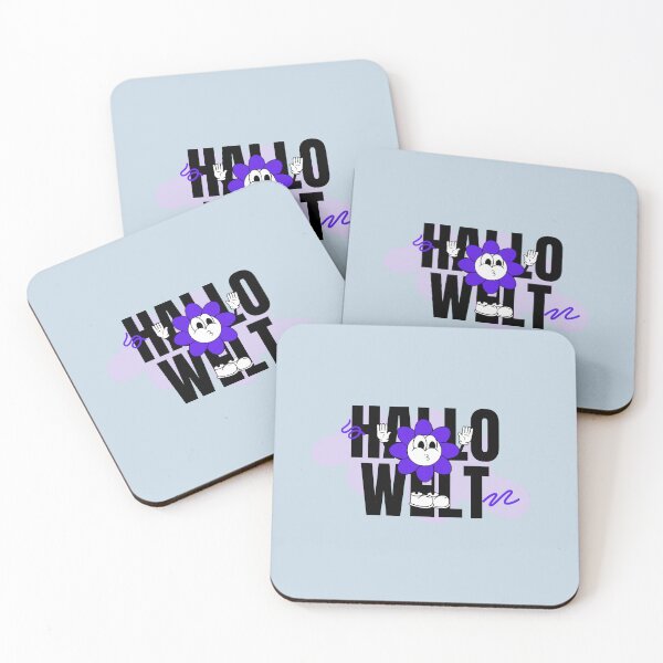 Item preview, Hallo Welt  | Flower Character Illustration | Pastel Blue Background designed and sold by RM-Journey.