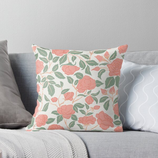 Item preview, Queen of Roses, pastel salmon pink flax lime green designed and sold by Caroline Rausch.