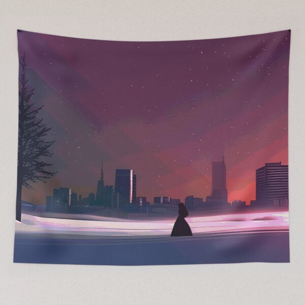 Item preview, Lady Silhouette Night Blissful Winter Landscape designed and sold by MusicArtAndGrind.