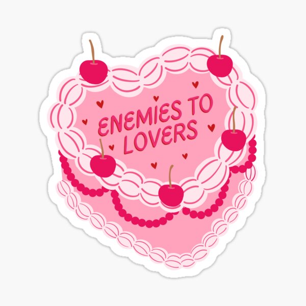 Item preview, enemies to lovers pink bookish cake   designed and sold by catdiasart.