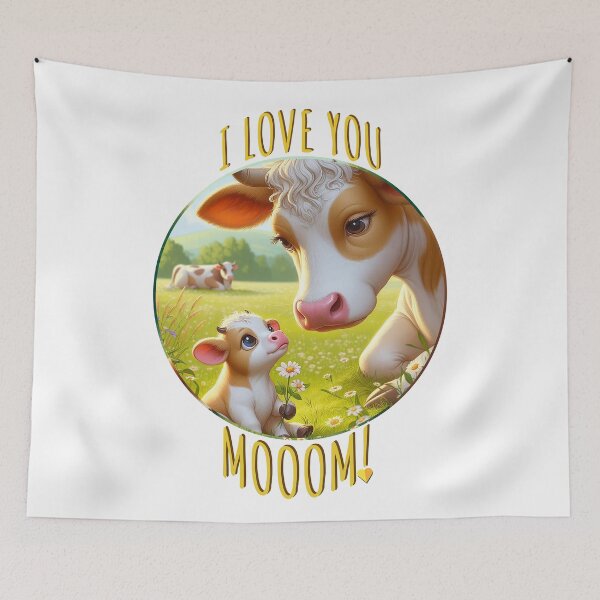 Aperçu de l'œuvre Copie de la Fête des Mères Douce Famille, "Je t'aime Mooom !" Ambiance orange créée et vendue par DamARTi-Studio.