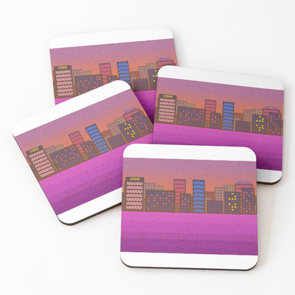 Item preview, Purple Neon Retro 90s City Pixel Art Style designed and sold by MusicArtAndGrind.