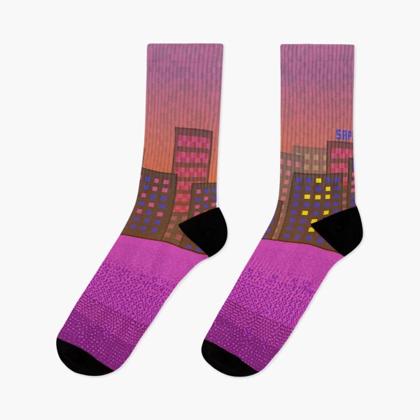 Item preview, Purple Neon Retro 90s City Pixel Art Style designed and sold by MusicArtAndGrind.