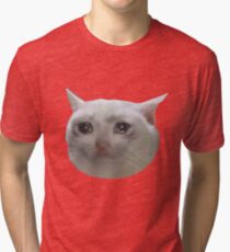 Camiseta de tejido mixto gato llorando jpg