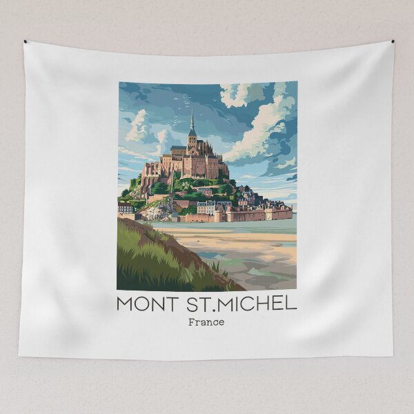 Item preview, A Vintage Travel Illustration of Mont Saint Michel - France designed and sold by GoodOldVintage.