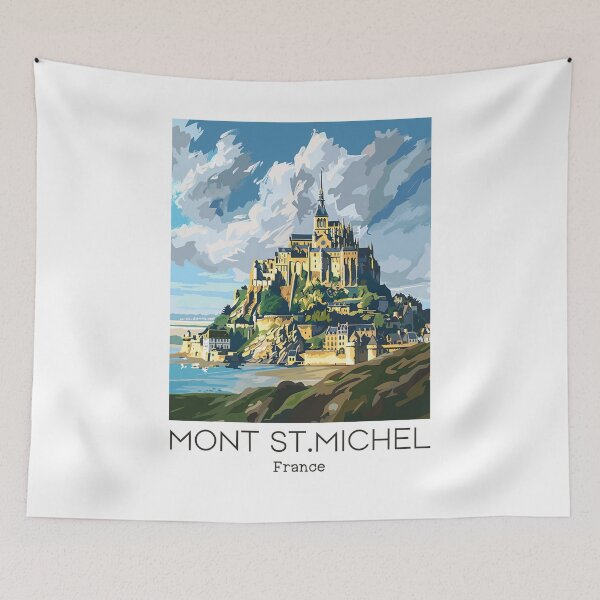 Item preview, A Vintage Travel Illustration of Mont Saint Michel - France designed and sold by GoodOldVintage.