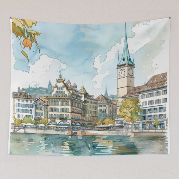 Artikelvorschau, Ein Aquarelldesign von Zürich – Schweiz entworfen und verkauft von Sketch-Shack.