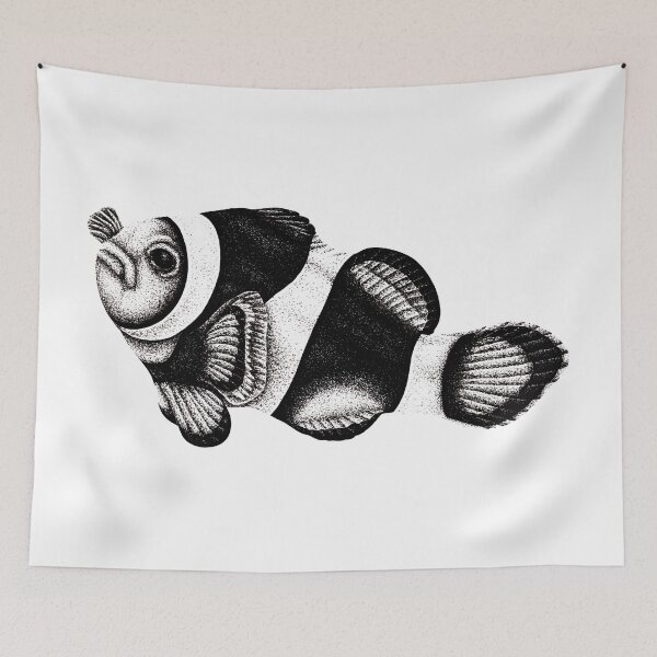 Item preview, Black onyx clownfish drawing designed and sold by LorenDowding.