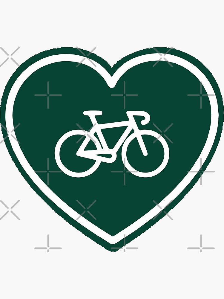 love cycling green heart shaped retro bike bicycle