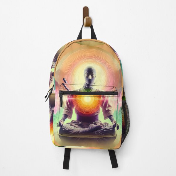 Item preview, Ninja in Zen Meditation -Colorful circular illustration designed and sold by AD-Digital-Art.