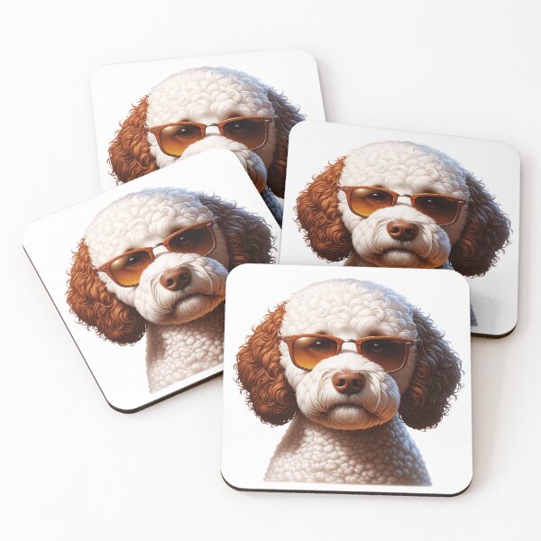 Item preview, White And Brown Lagotto Romagnolo Dog Wearing Sunglasses designed and sold by TheAnimalZ00.