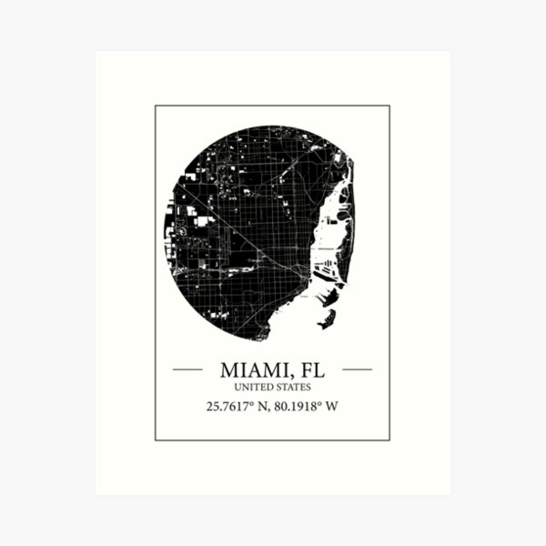 Item preview,  Miami map designed and sold by Mapmingle.