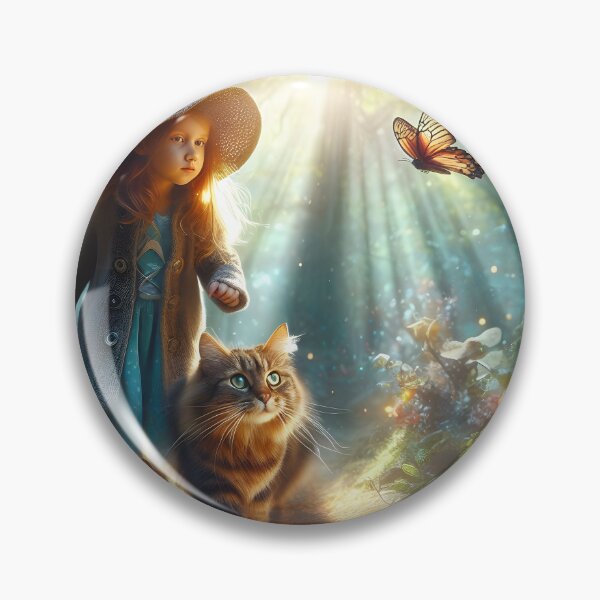 Item preview, Girl With Her Cat In The Garden With A Butterfly designed and sold by Shyamap Bhattacharyya.