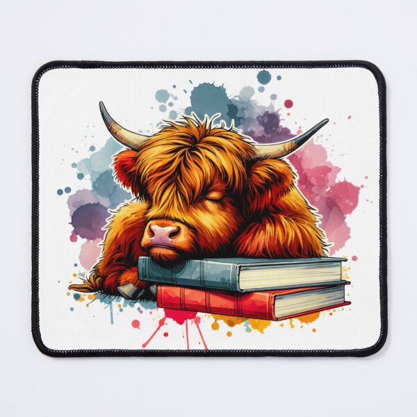 Item preview, Watercolor Highland Cow And Books designed and sold by TheAnimalZ00.