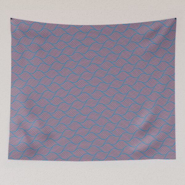 Item preview, Red Blue Curved Wave Stripes Ornament Coherent Drafts designed and sold by Alchemy-A-La-G.