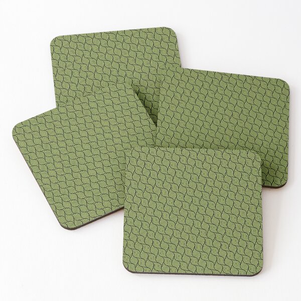 Item preview, Green Black Curved Wave Stripes Ornament Coherent Drafts designed and sold by Alchemy-A-La-G.