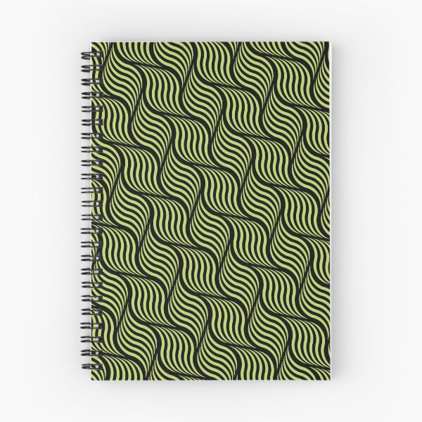 Item preview, Green Black Curved Wave Stripes Ornament Coherent Drafts designed and sold by Alchemy-A-La-G.