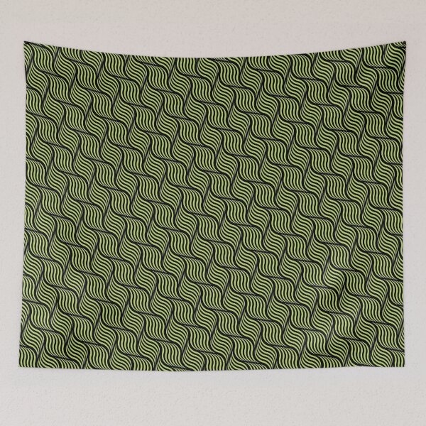 Item preview, Green Black Curved Wave Stripes Ornament Coherent Drafts designed and sold by Alchemy-A-La-G.