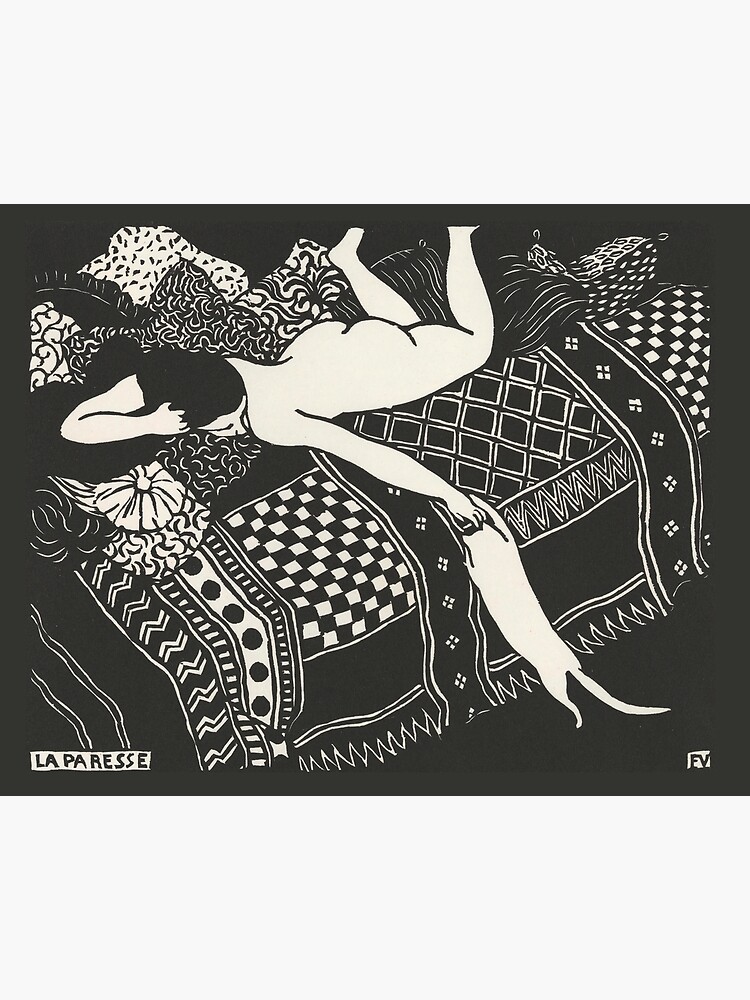 Thumbnail 2 of 2, Art Board Print, Felix Vallotton - La Paresse Nude Woman with Cat designed and sold by Onodera.
