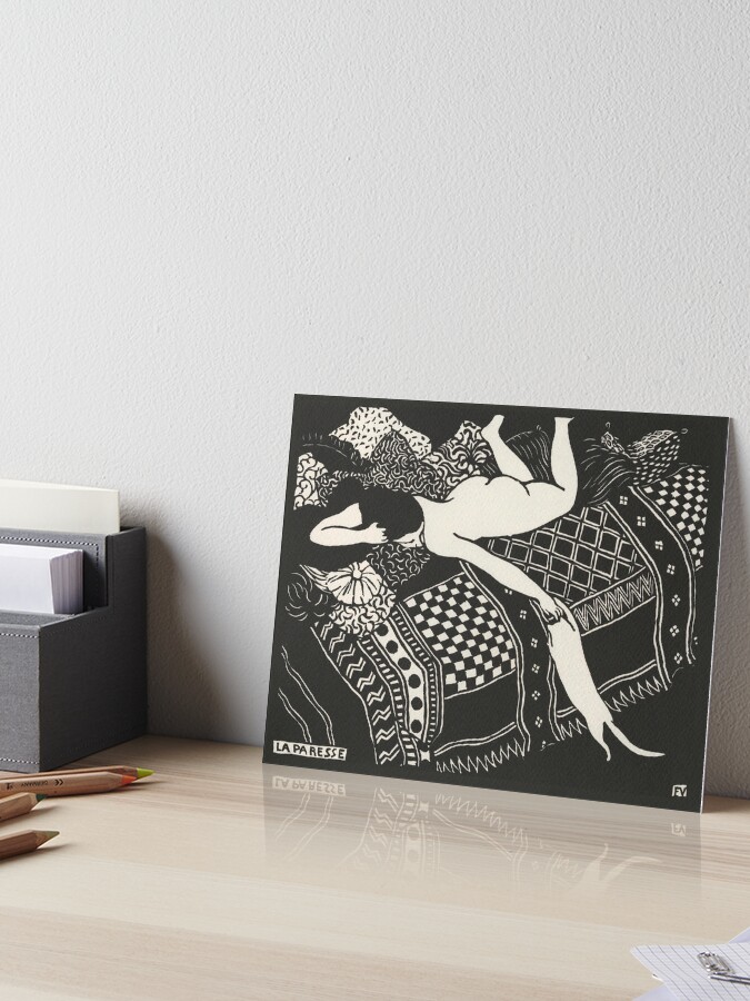 Thumbnail 1 of 2, Art Board Print, Felix Vallotton - La Paresse Nude Woman with Cat designed and sold by Onodera.