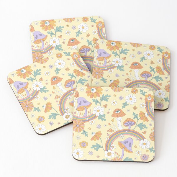 Item preview, Mushrooms and Rainbows Floral Retro Weirdcore designed and sold by DelightfulDazy.
