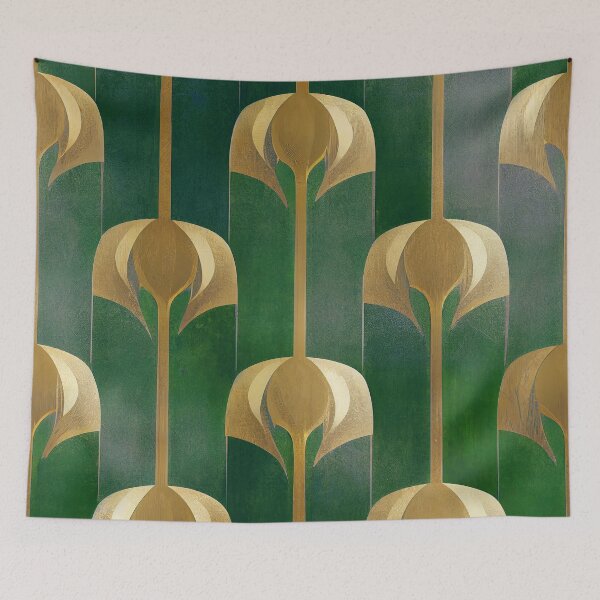Item preview, Art Deco Emerald-Green Hues And Golden Pattern designed and sold by DEC02.