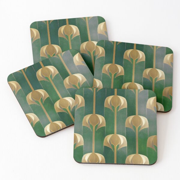 Item preview, Art Deco Emerald-Green Hues And Golden Pattern designed and sold by DEC02.