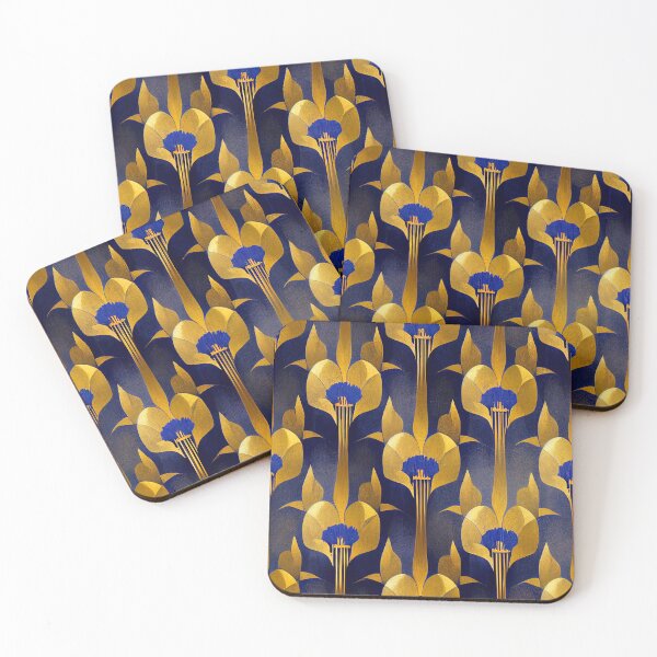 Item preview, Blue And Golden Hues Luxurious Art Deco Pattern  designed and sold by DEC02.