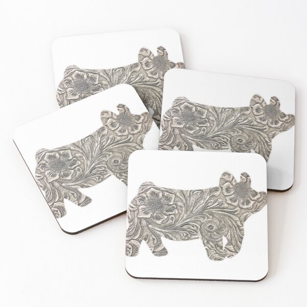Item preview, Grey tooled leather show pig designed and sold by mayceet.
