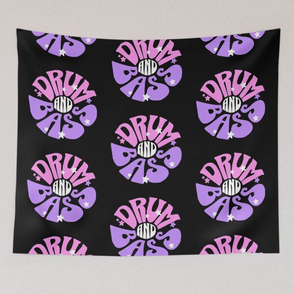 Item preview, DRUM AND BASS  - Y2K Floral Font (White/Pink/purple)  designed and sold by Discothreadz.