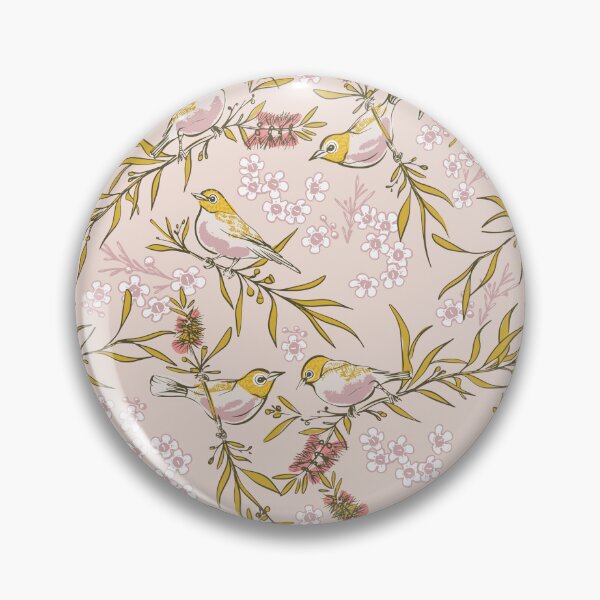 Item preview, Peach Tiny Birds and Bottlebrush designed and sold by Jo Wilson Design.