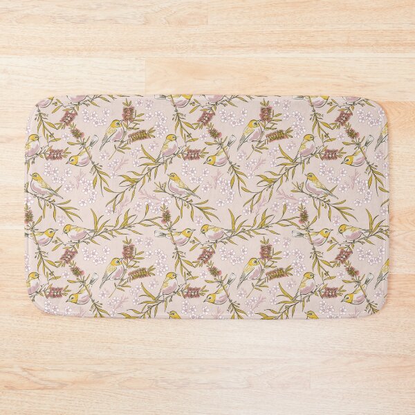 Item preview, Peach Tiny Birds and Bottlebrush designed and sold by Jo Wilson Design.