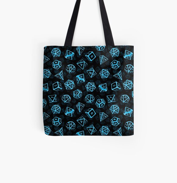 Patrón de juego de dados D20 (azul) Bolsa estampada de tela