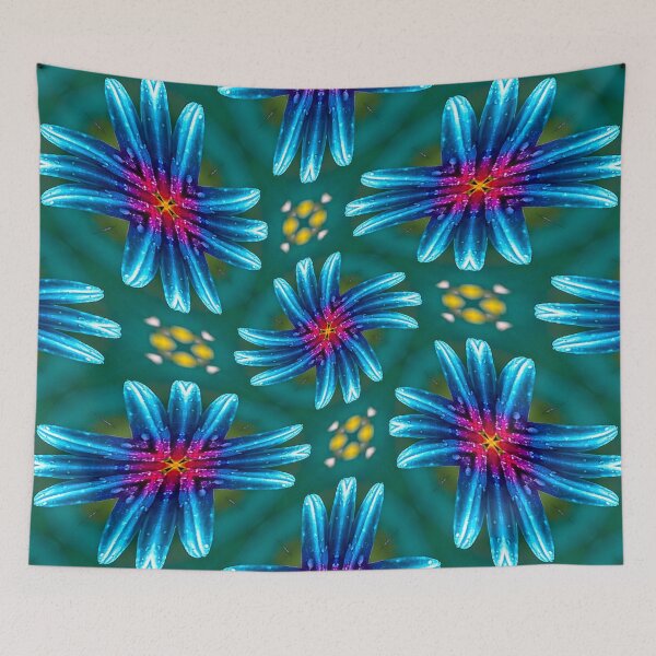 Item preview, Fireworks Blue Flowers Pattern designed and sold by Patternflower.