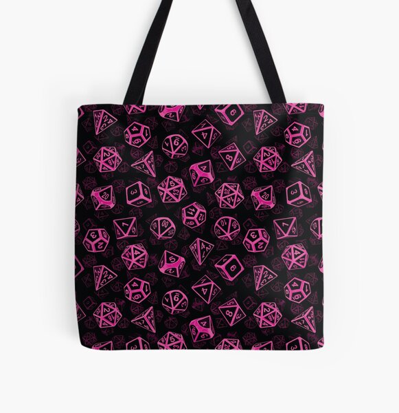 D20 Dice Set Pattern (Pink) All Over Print Tote Bag