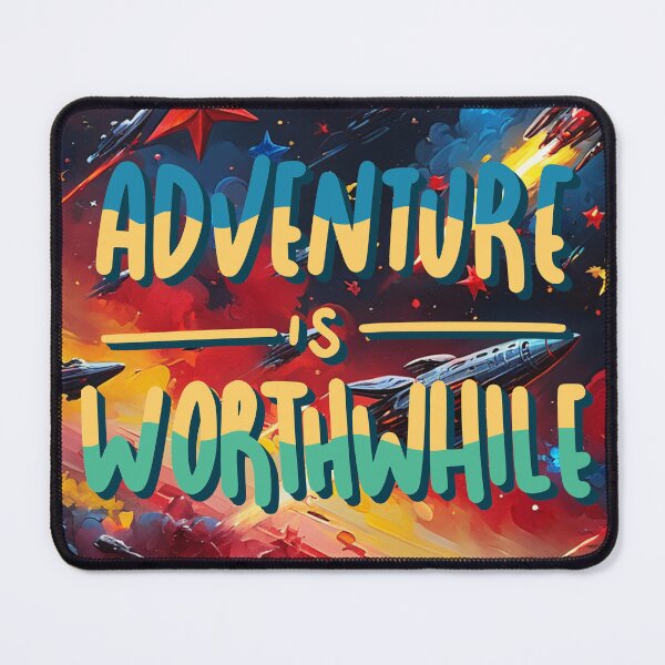 Item preview, Adventure is Worthwhile Neon Rockets Space Art Motivation designed and sold by socialarmour.