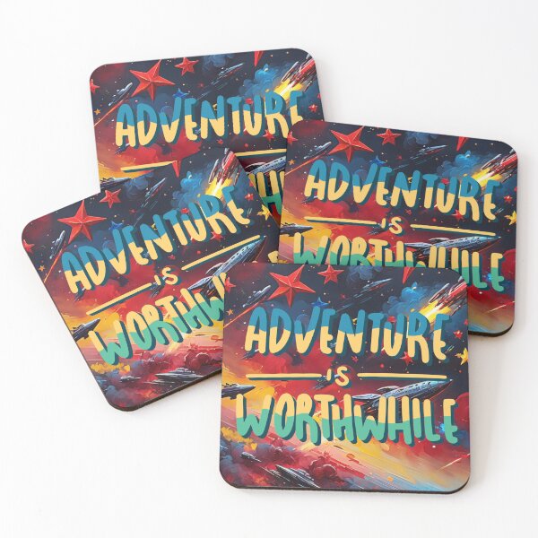 Item preview, Adventure is Worthwhile Neon Rockets Space Art Motivation designed and sold by socialarmour.