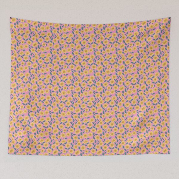 Item preview, Yellow Flowers on Pink, floral pattern designed and sold by Gaspirtz.