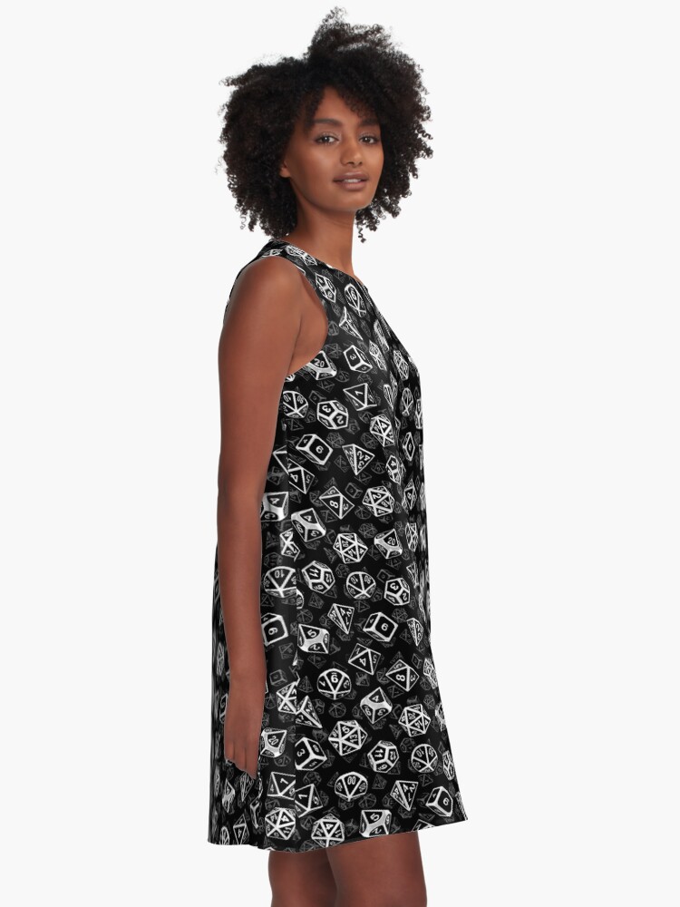 Alternate view of D20 Dice Set Pattern (White) A-Line Dress