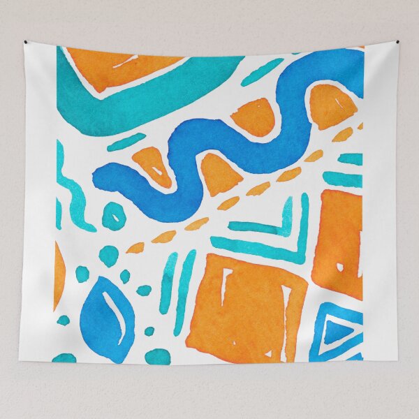 Item preview, Circles, squares, and waves in blues and greens designed and sold by DavidMay.