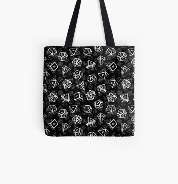 Patrón de juego de dados D20 (blanco) Bolsa estampada de tela