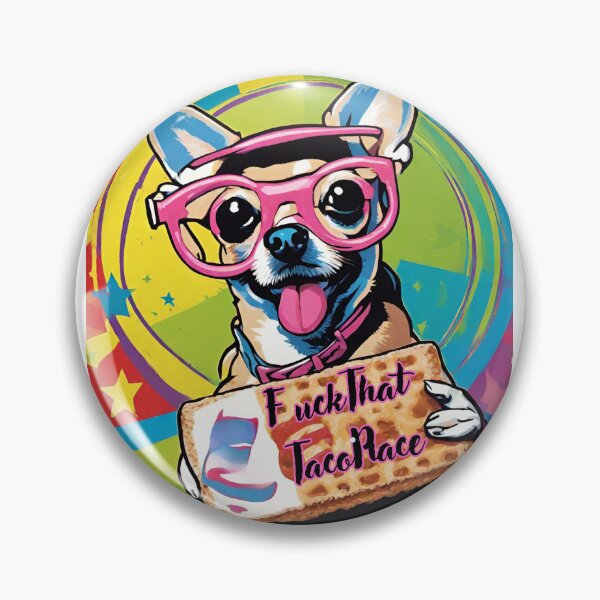 Item preview, Whimsical Pop Art Drawing of A Colorful Chihuahua Eating a Funnel Cake  designed and sold by Wolvescreate.