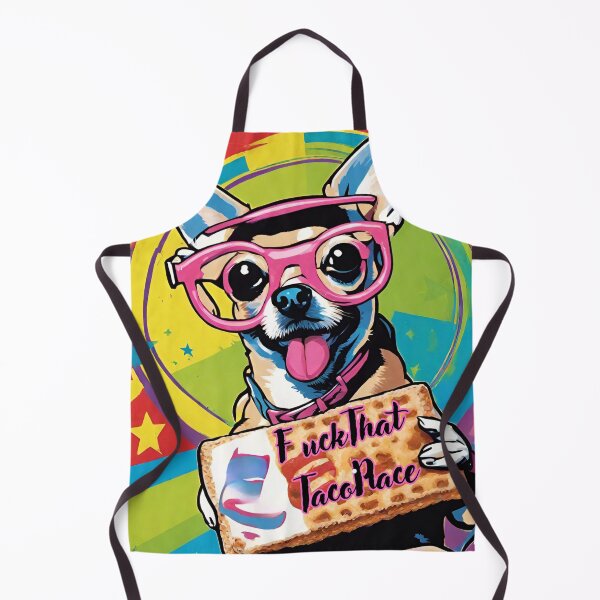 Item preview, Whimsical Pop Art Drawing of A Colorful Chihuahua Eating a Funnel Cake designed and sold by Wolvescreate.
