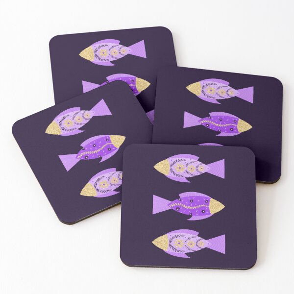 Item preview, Purple and gold floral fishes designed and sold by Home Cyn Home.