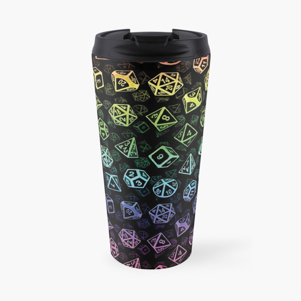 D20 Dice Set Pattern (Rainbow) Travel Coffee Mug
