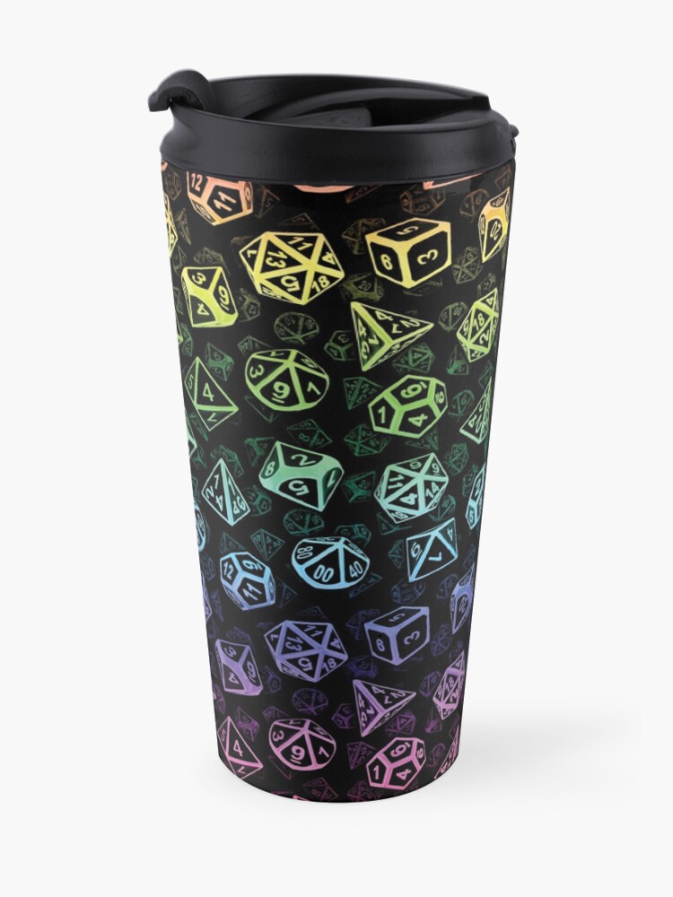 Alternate view of D20 Dice Set Pattern (Rainbow) Travel Coffee Mug