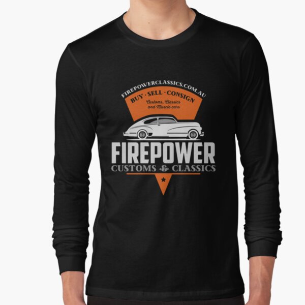 FIREPOWER CUSTOMS AND CLASSICS Sled Wedge Official Brand Name Design Long Sleeve T-Shirt