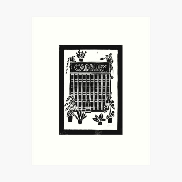 Item preview, Cadbury Factory Bournville Birmingham Lino Print designed and sold by thecraftybrum.