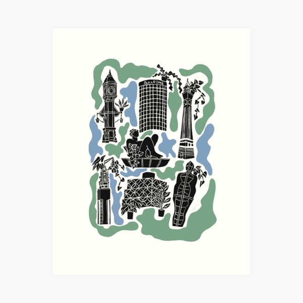 Item preview, This Is Brum Lino Print Blue designed and sold by thecraftybrum.