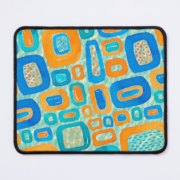 Item preview, A vibrant pattern with blue and orange shapes reminiscent of retro designs designed and sold by DavidMay.
